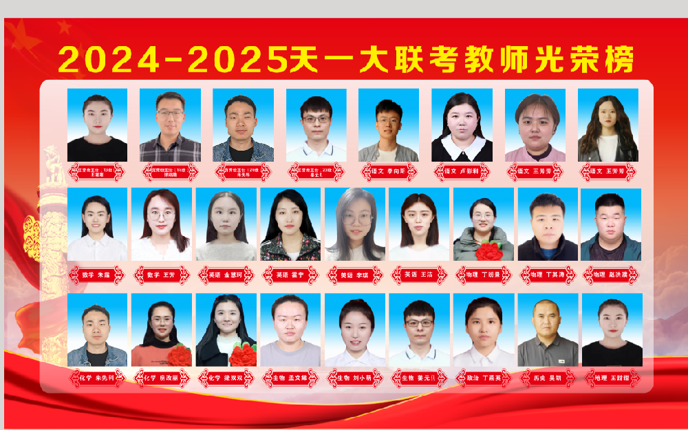 2024-2025天一大联考教师光荣榜